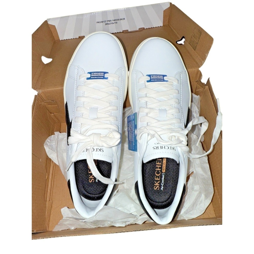 NEW Skechers Eden LX Beaming Glory Women 8.5 Sneaker White Black 185016/WBK Shoe